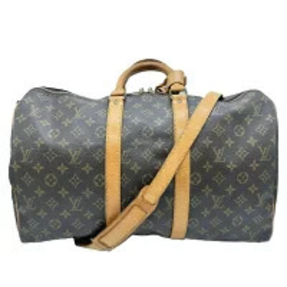 Louis Vuitton Keepall Bandouliere Monogram Boston Bag Brown Travel
